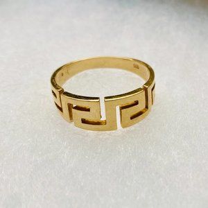 14k Yellow Gold Stackable Greek Symbol Ring, Size 7
